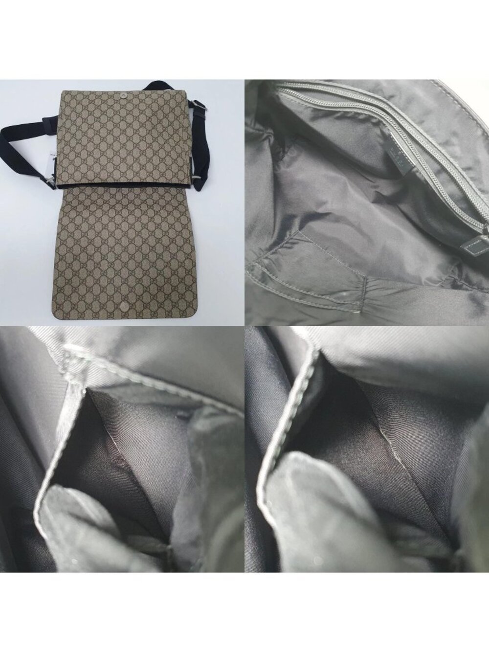 Authentic Gucci GG Supreme Web Messenger Bag Beige Ebony Canvas Crossbody - Picture 9 of 11